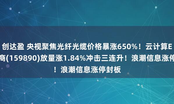 创达盈 央视聚焦光纤光缆价格暴涨650%！云计算ETF招商(159890)放量涨1.84%冲击三连升！浪潮信息涨停封板
